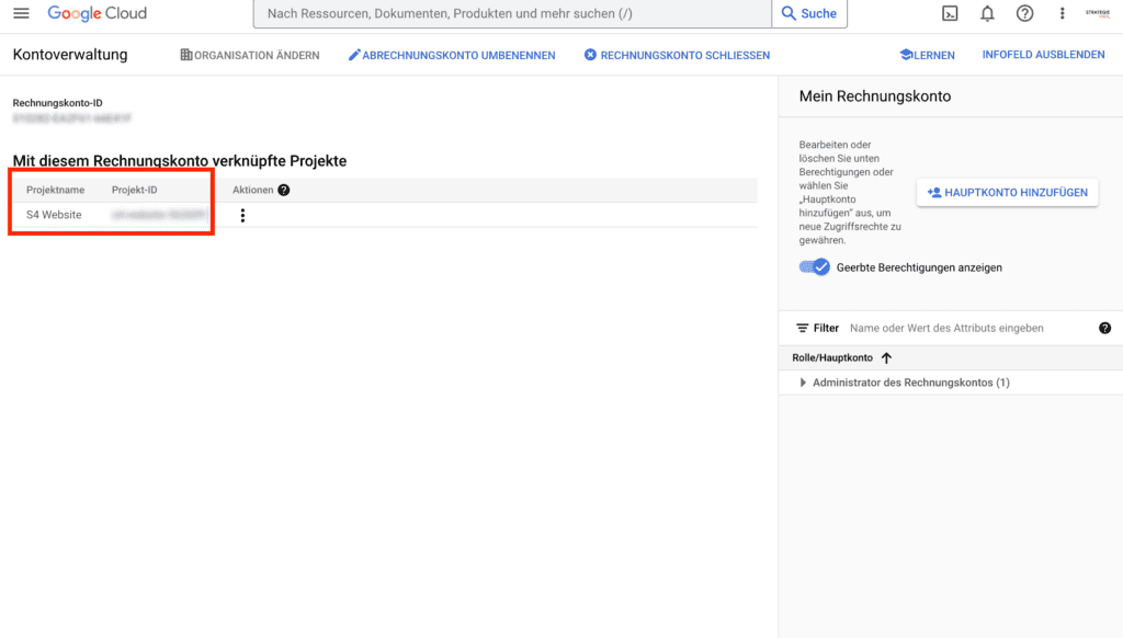Google Cloud Kontoverwaltung 1