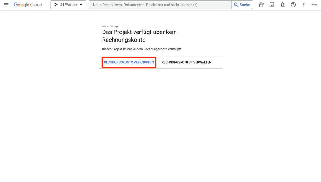 Google Cloud Rechnungskonto verknüpfen