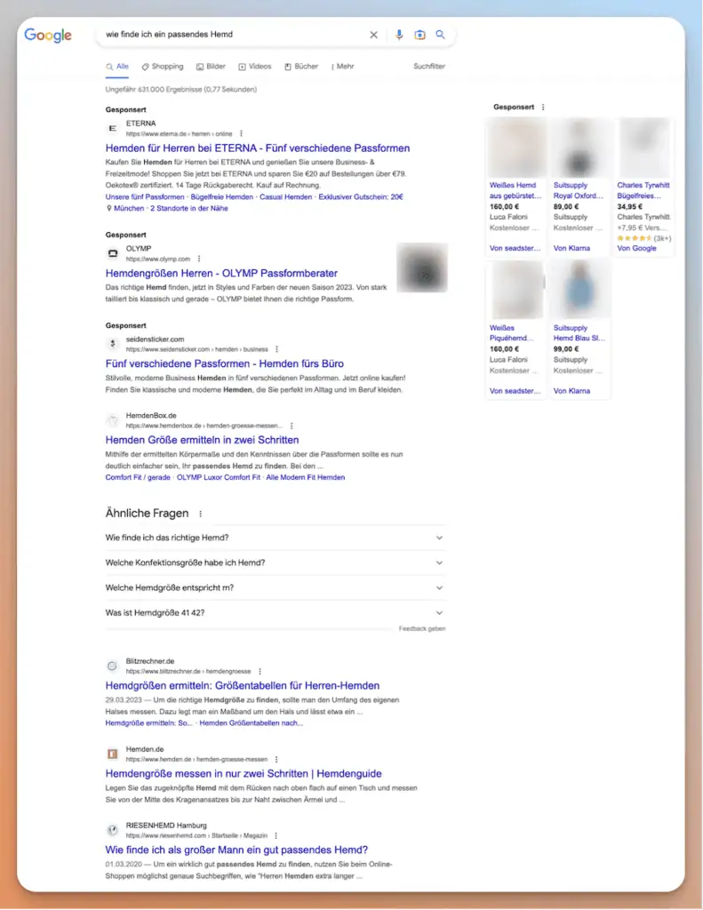 Google Suchergebnisseite (SERP)