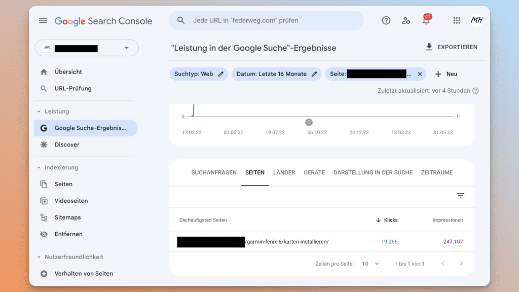 Seiten-Filter in der Search Console