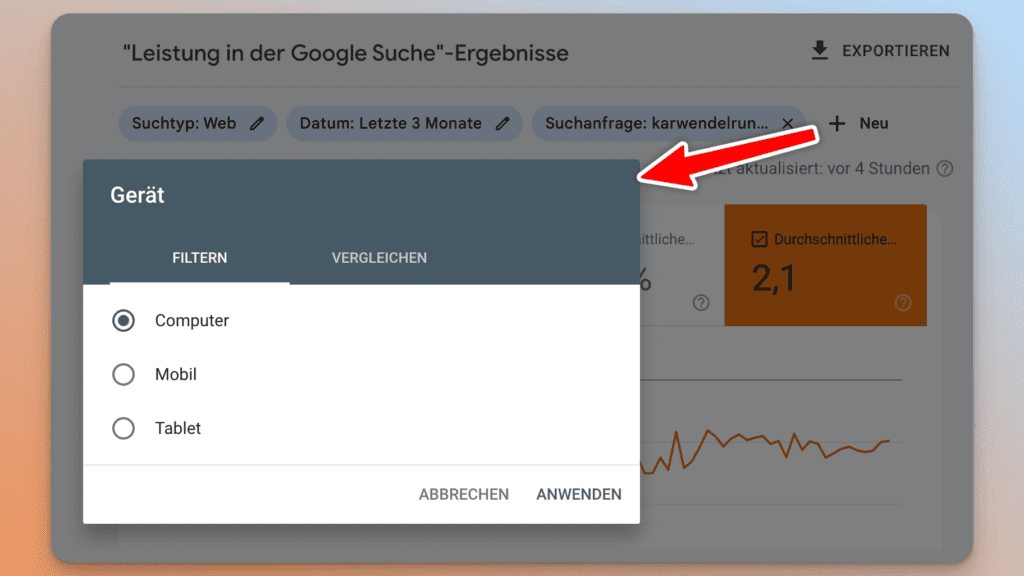 Gerätefilter in der Search Console