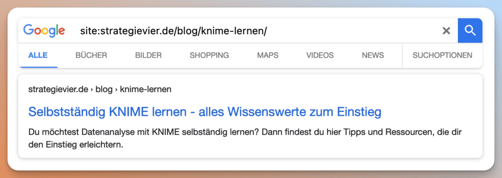 Site-Abfrage bei Google