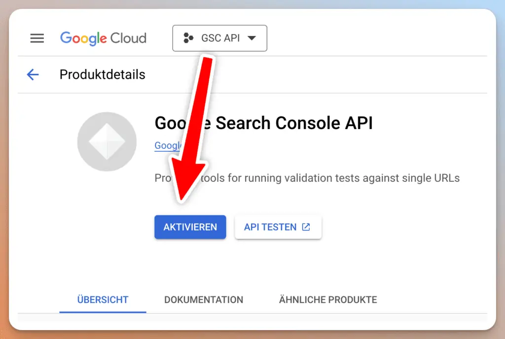 GSC API Aktivieren