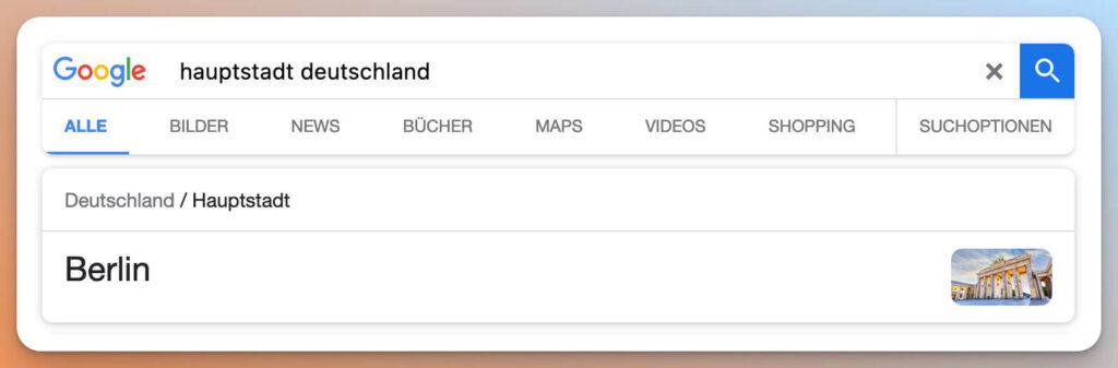 Antwort aus dem Knowledge Graphen in der Google Suche