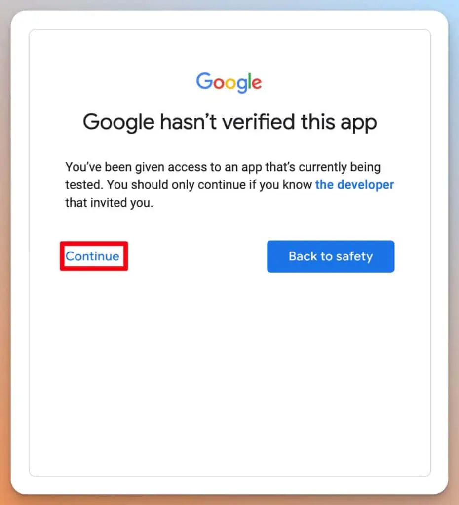 Das ist ein Warnbildschirm von Google, der anzeigt, dass eine App nicht verifiziert wurde.