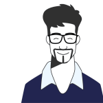 Das ist eine einfache, stilisierte Zeichnung einer lächelnden Person mit Brille und Bart.